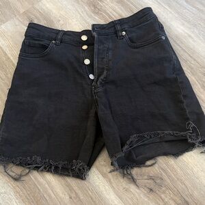 H&M Black Frayed Denim Shorts